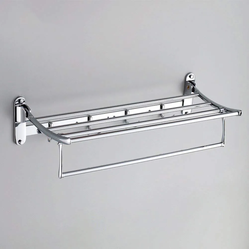 Plantex Stainless Steel Folding Towel Rack for Bathroom/Towel Stand/Hanger/Bathroom Accessories(24 Inch-Chrome)