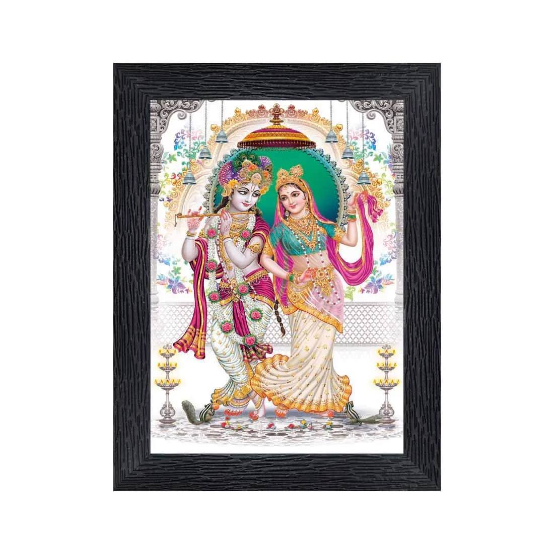 PnF Radha kishna Religious Wood Photo Frames with Acrylic Sheet (Glass) for Worship/Pooja(photoframe,Multicolour,8x6inch)-20681