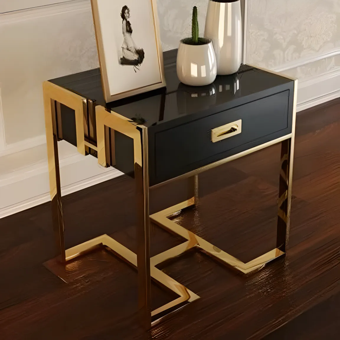 PORTAN Black Nightstand