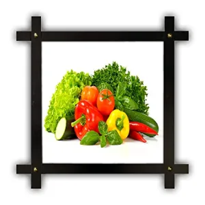 Poster n Frames Cross Wooden Frame Hand-Crafted with Photo of Fruits and Vegetable 25376- (16.5x16.5inch,wood,multicolour)