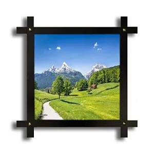 Poster N Frames Cross Wooden Frame Hand-Crafted with Photo of Natural Senery Size (16.5x16.5inch,wood,multicolour)