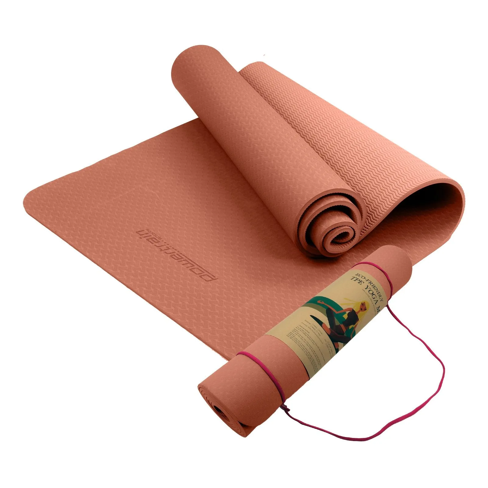 Powertrain TPE Yoga Exercise Pilates Mat 6mm - Pink