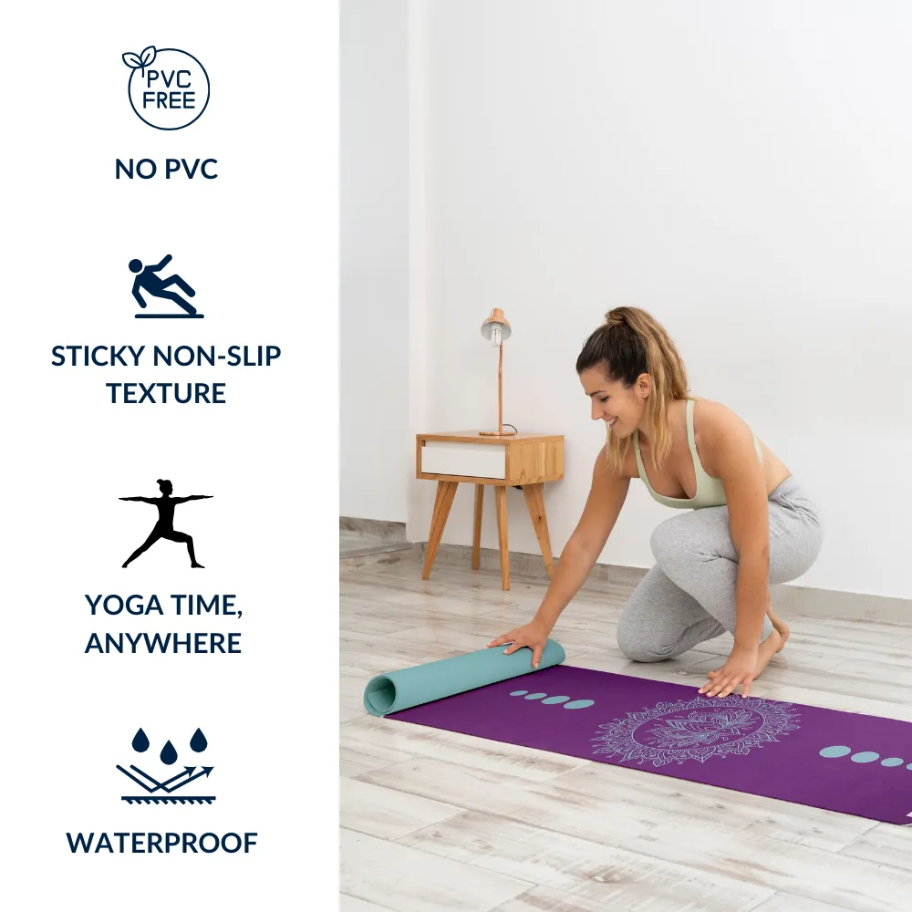 Premium 6mm Print Reversible Yoga Mat- Amethyst Lotus