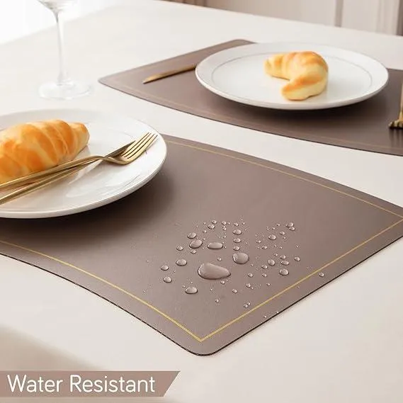 Premium Faux Leather Dining Table Mats, Desert Sand