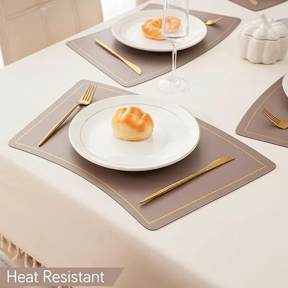 Premium Faux Leather Dining Table Mats, Desert Sand