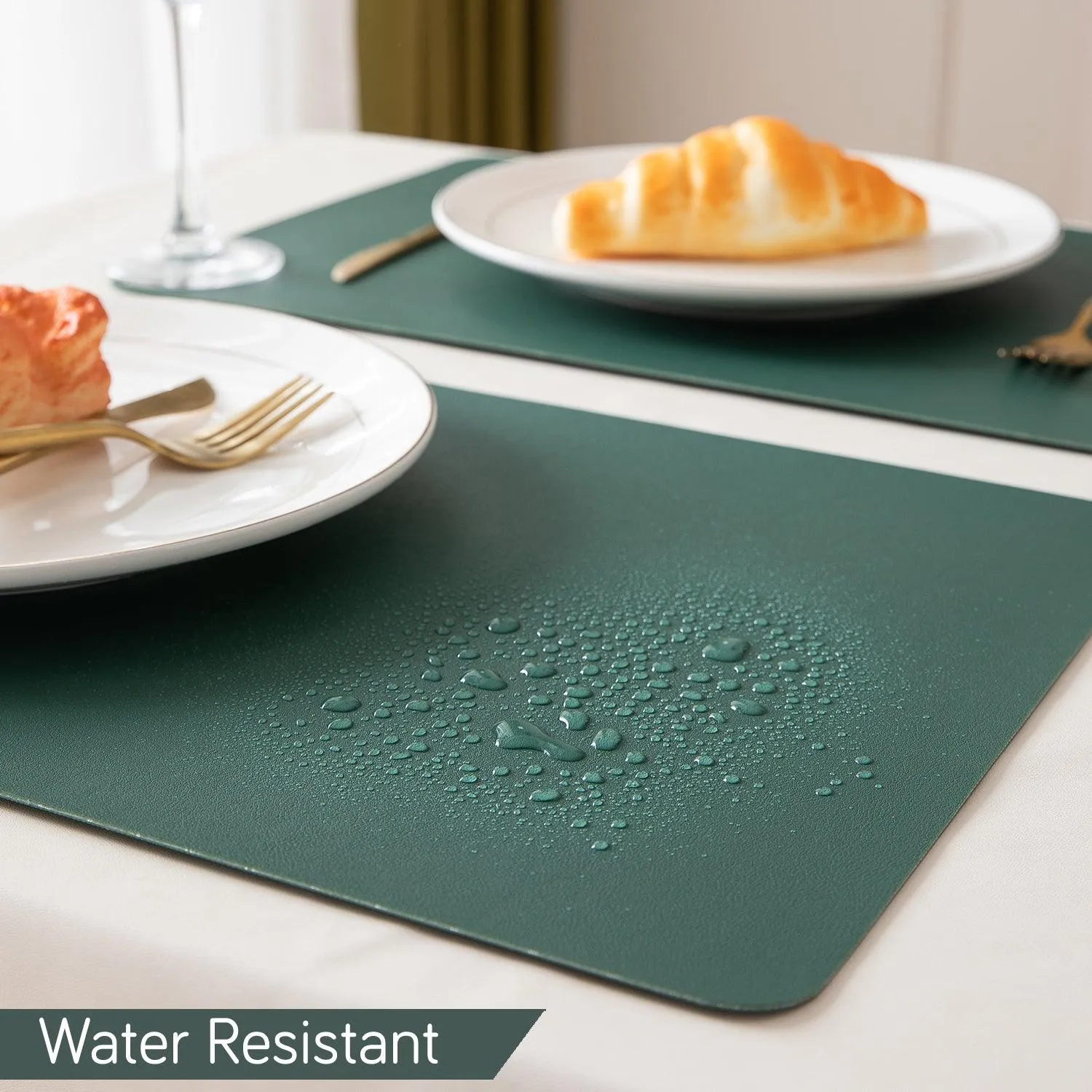 Premium Faux Leather Dining Table Mats, Green