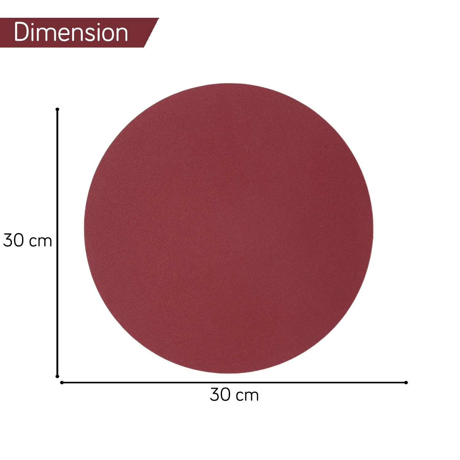 Premium Faux Leather Dining Table Round Mats, Maroon