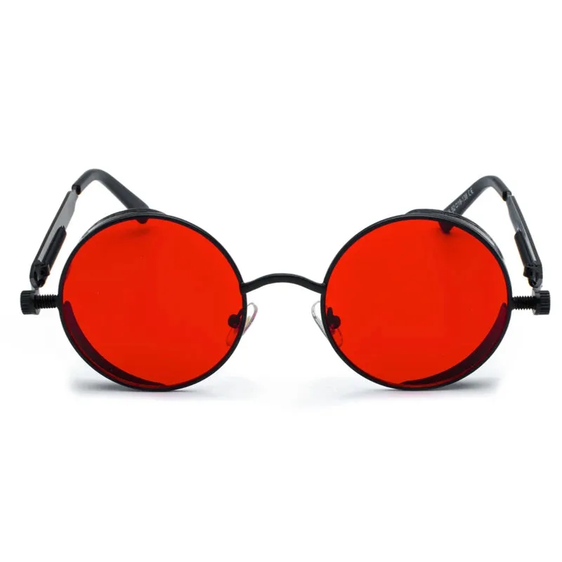 RED LENS SUNGLASSES WITH BLACK FRAMES