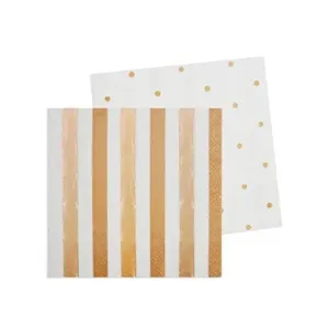 Rose Gold Stripes & Spots Napkins - Beverage 20 Pkt