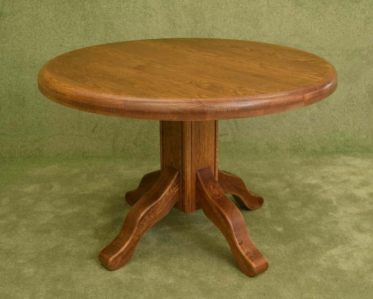 Round Rustic Dutch Oak Table & 4 Chairs