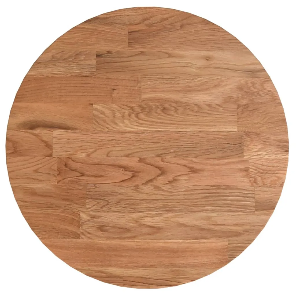 Round Table Top Light Brown Ø30x1.5 cm Treated Solid Wood Oak