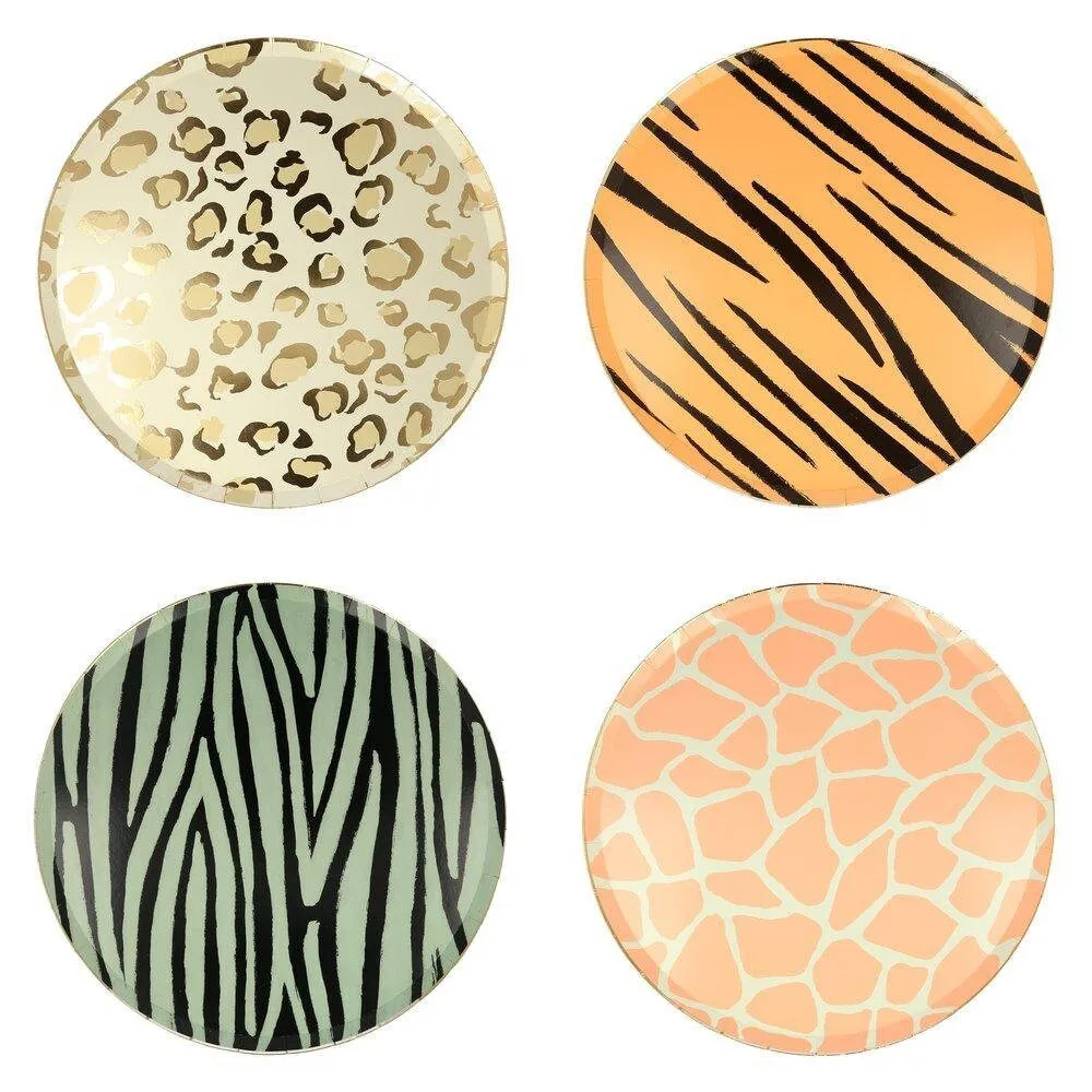 Safari Animal Print Paper Plates, Set of 8 Large Animal Print Dinner Plates