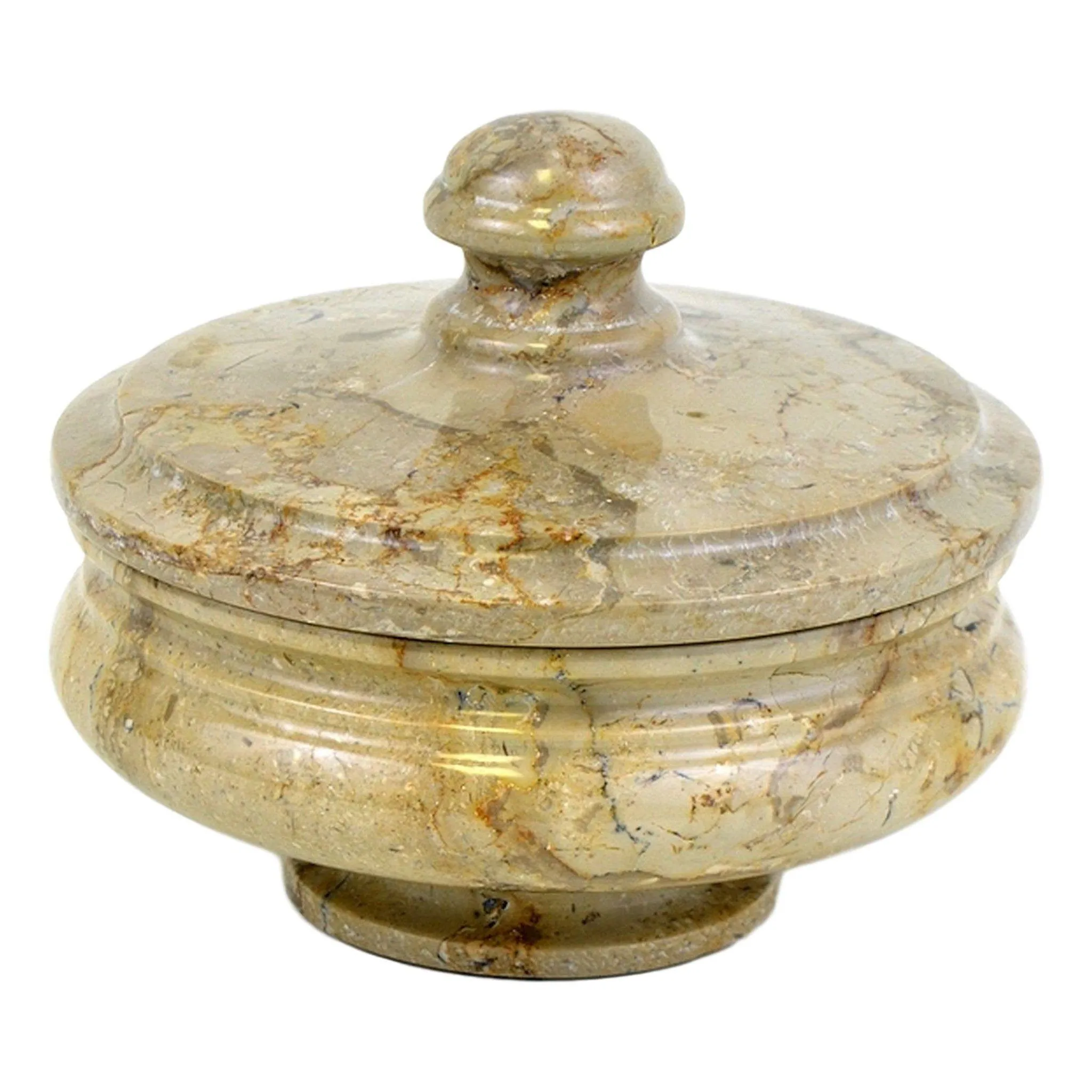 Sahara Beige Marble Bathroom Cotton Balls Holder | Canister