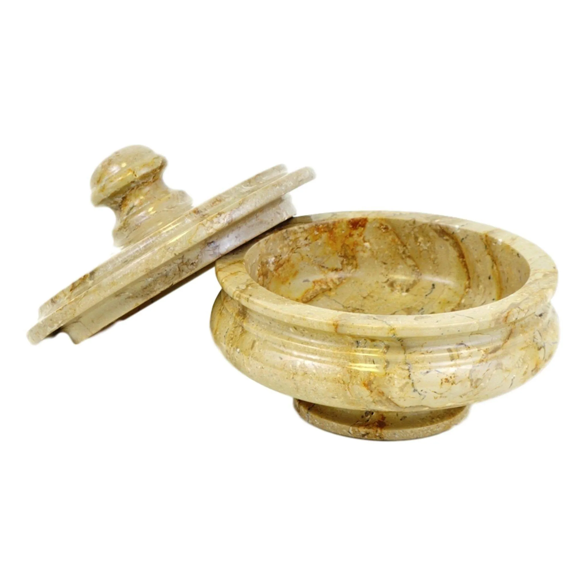 Sahara Beige Marble Bathroom Cotton Balls Holder | Canister