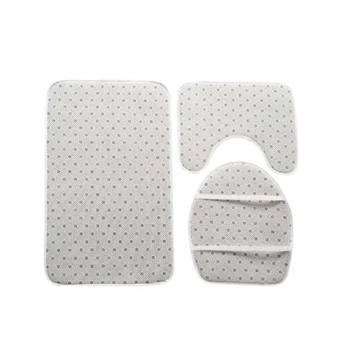 Set of 3pcs Plush Bathroom Bath Mat Anti Slip, Rust Color.