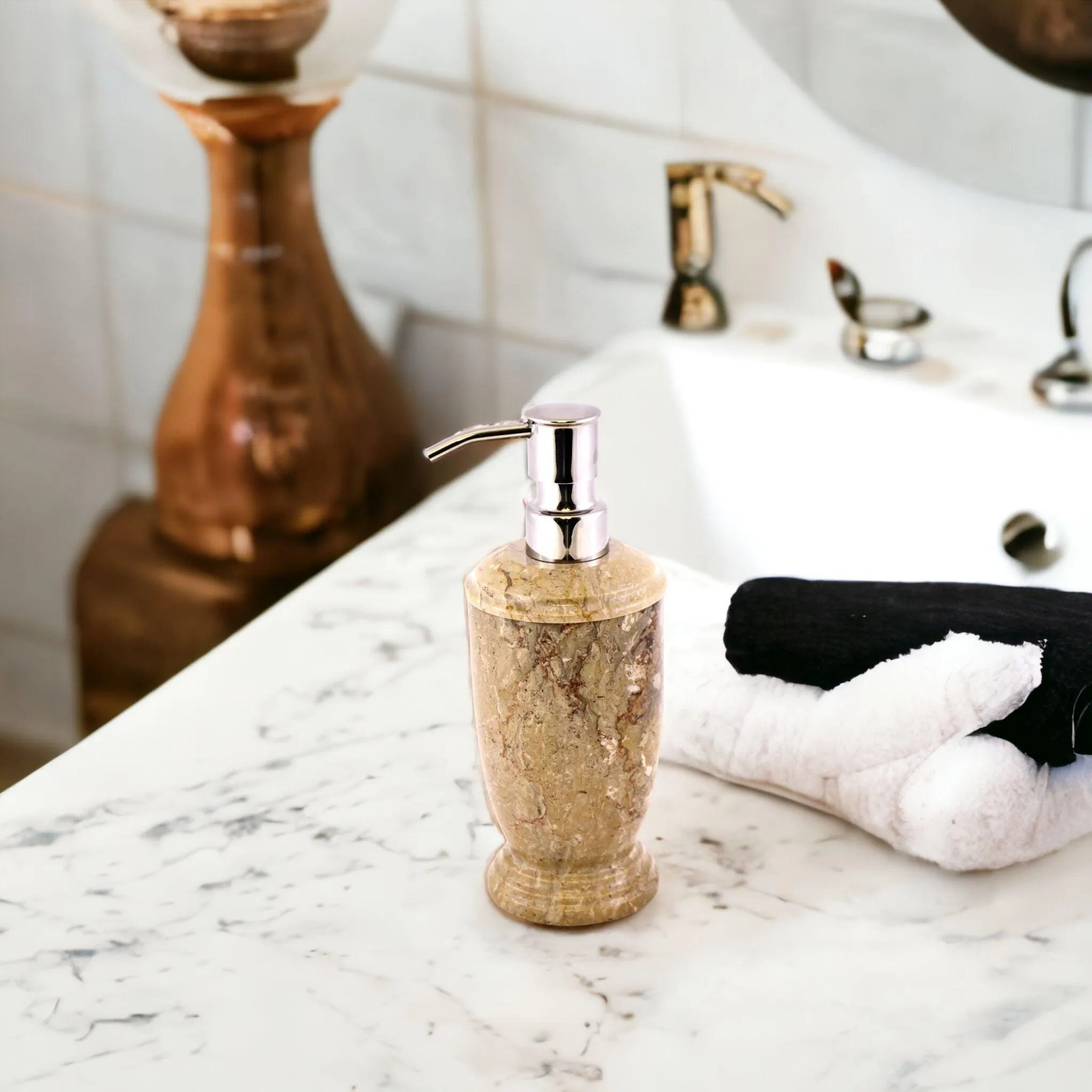 Soap & Lotion Dispenser of Sahara Beige Marble