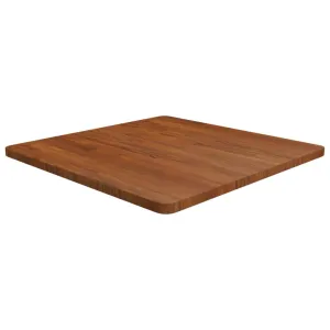 Square Table Top Dark Brown 70x70x2.5cm Treated Solid Wood Oak