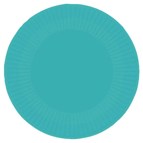 Teal Blue Large Paper Party Plates x 8