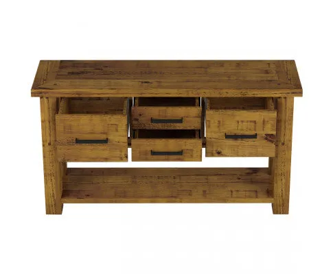 Teasel Console Hallway Entry Table 147cm Solid Pine Timber Wood - Rustic Oak