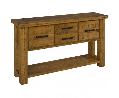 Teasel Console Hallway Entry Table 147cm Solid Pine Timber Wood - Rustic Oak