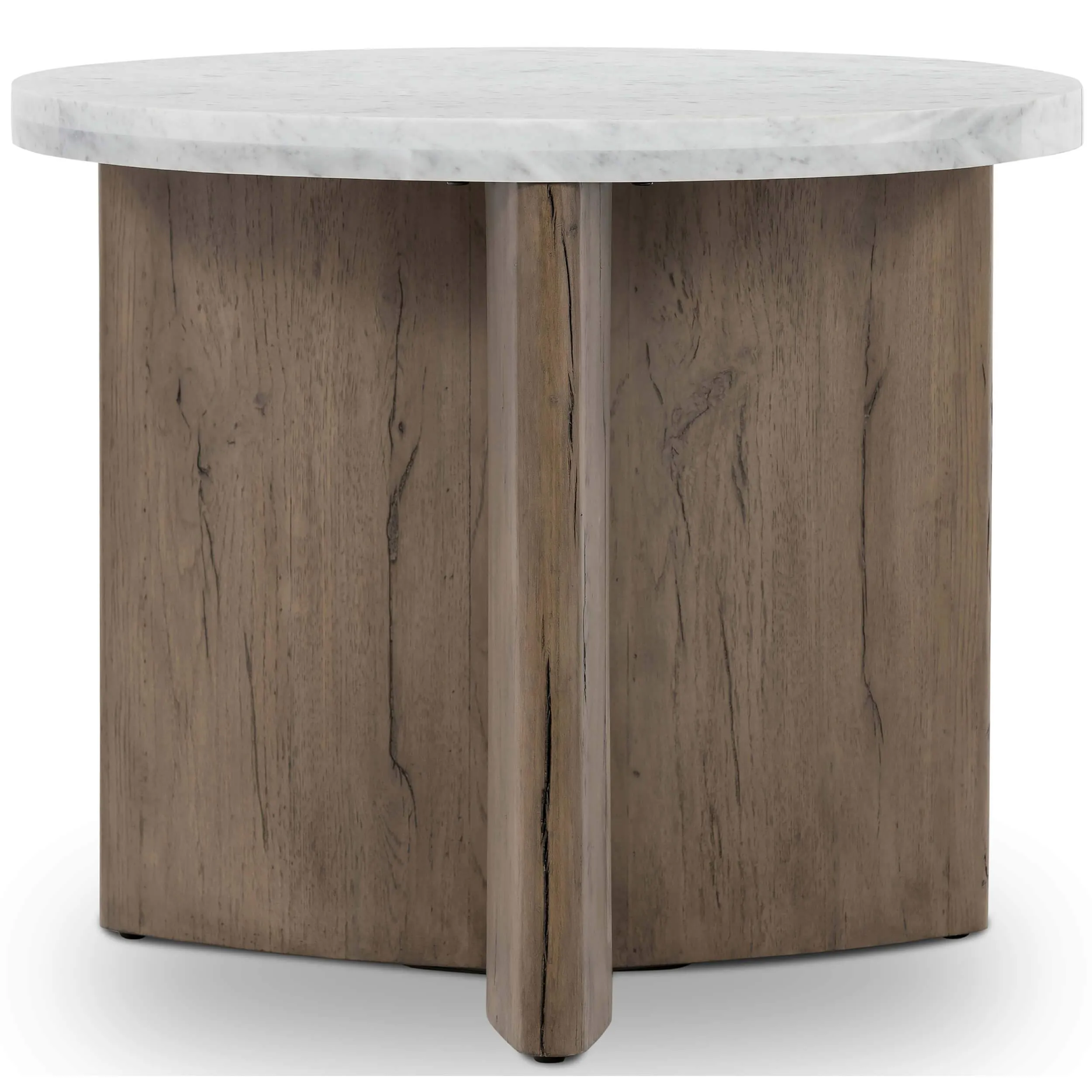 Toli End Table, Italian White/Rustic Grey