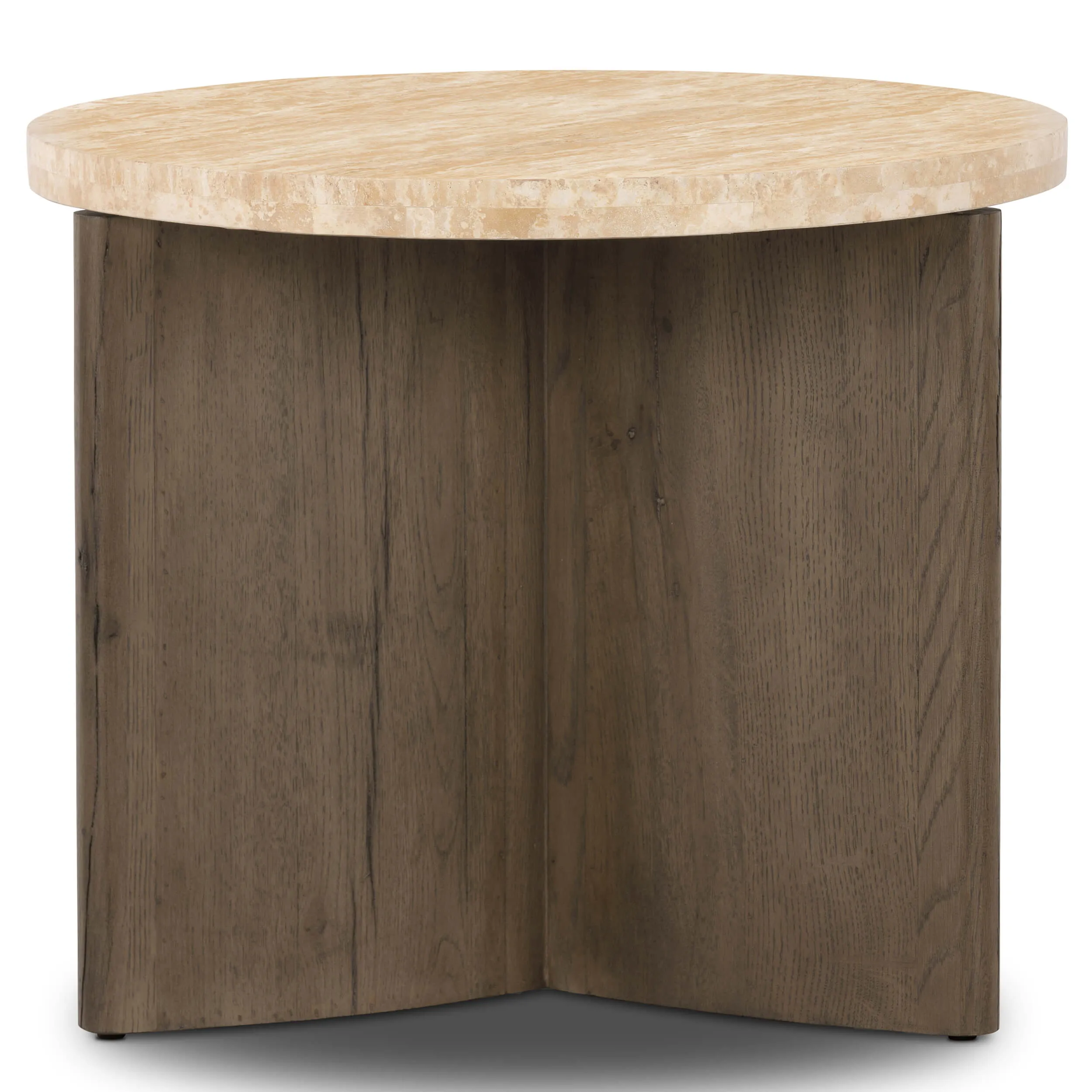 Toli End Table, Travertine/Rustic Grey