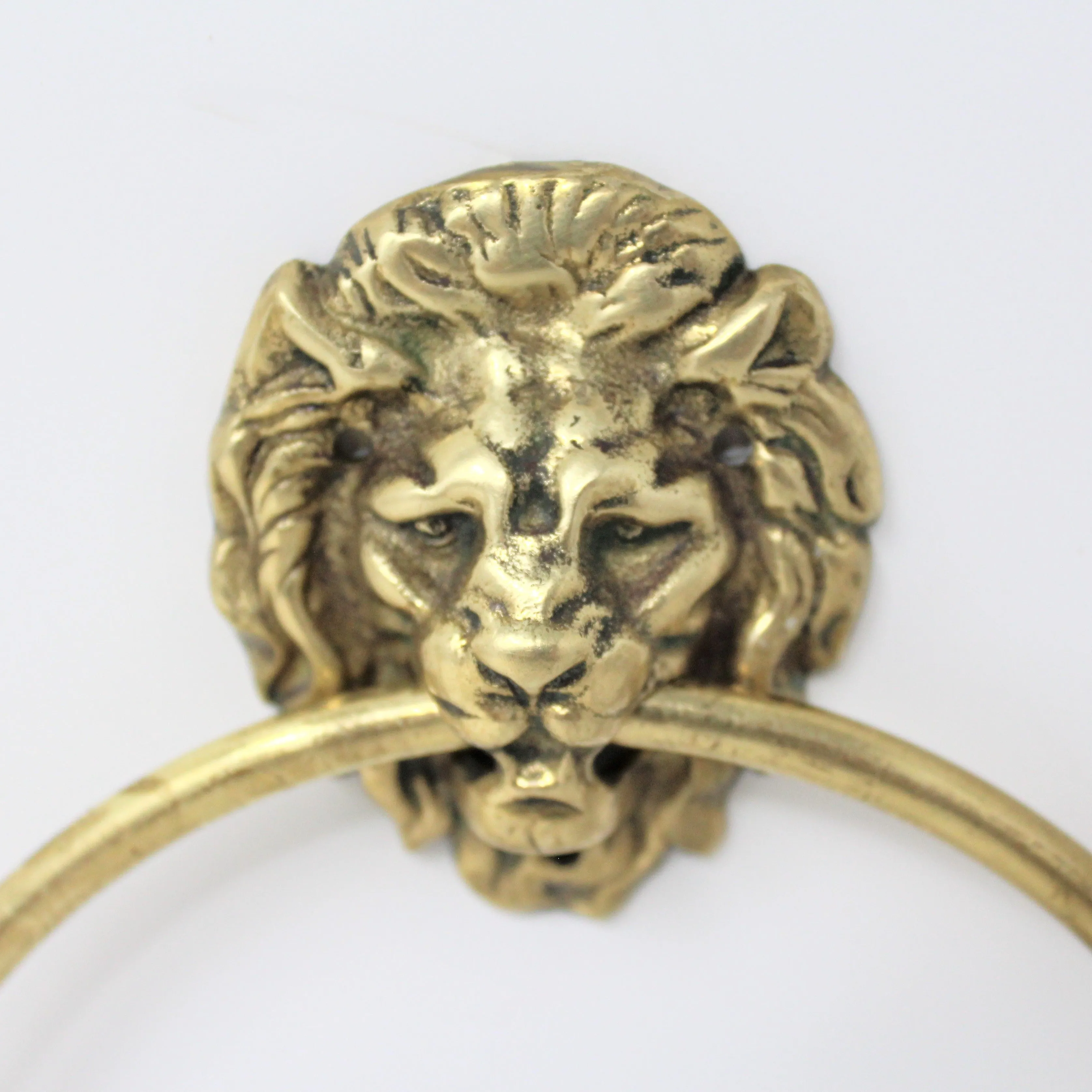 Towel Holder Rings, Brass Lion Head, Set of 2, Vintage, SOLD