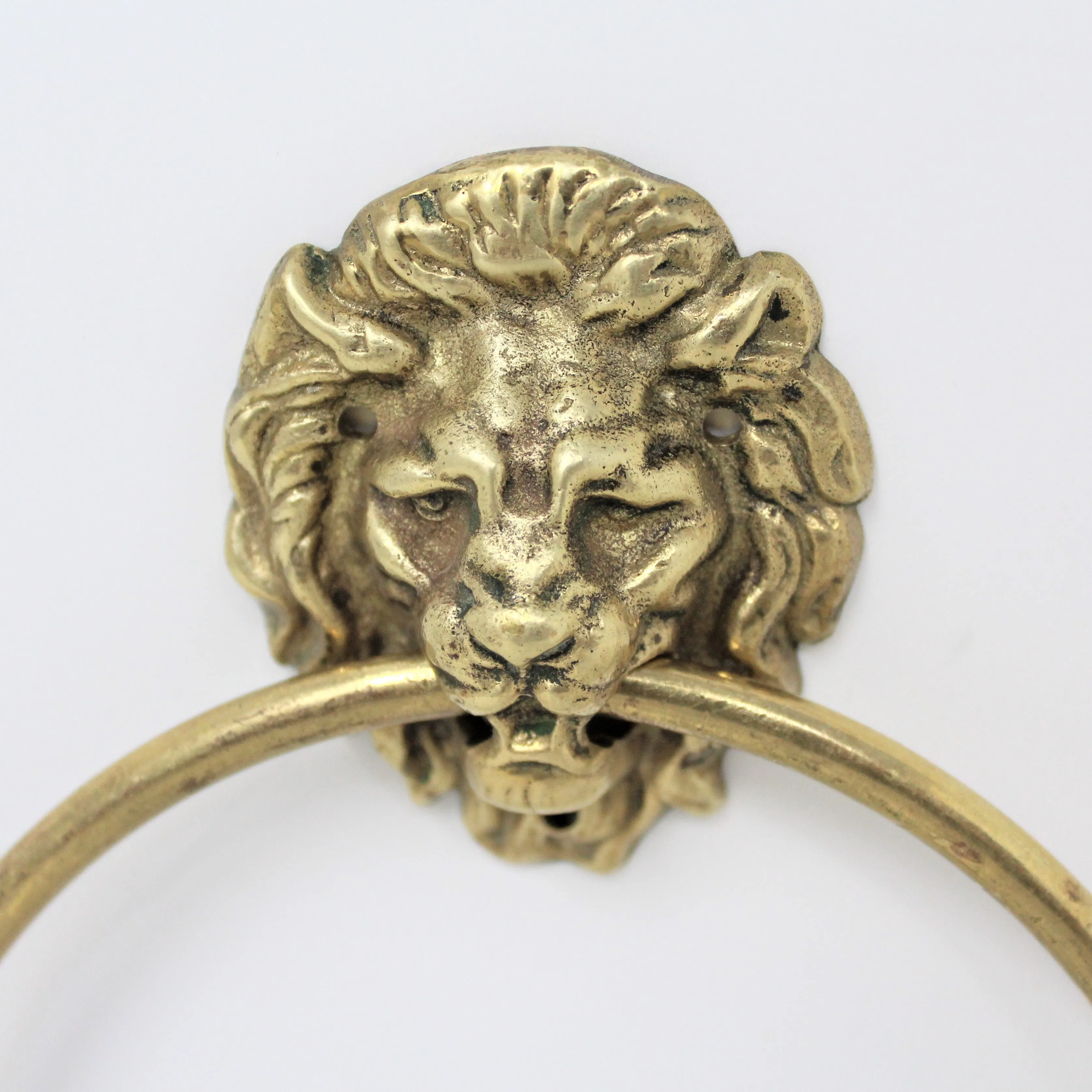 Towel Holder Rings, Brass Lion Head, Set of 2, Vintage, SOLD