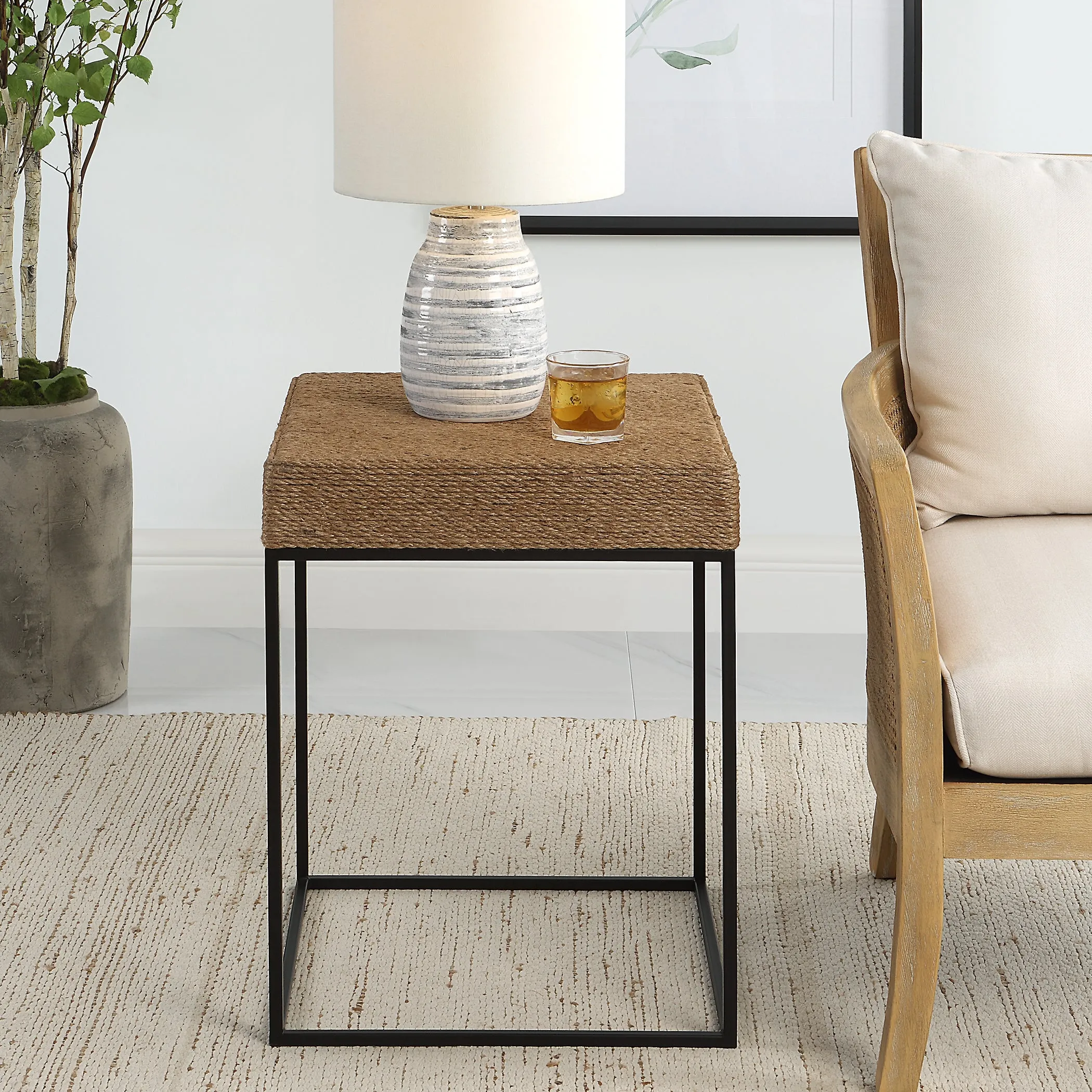 Uttermost Laramie Rustic Rope Accent Table