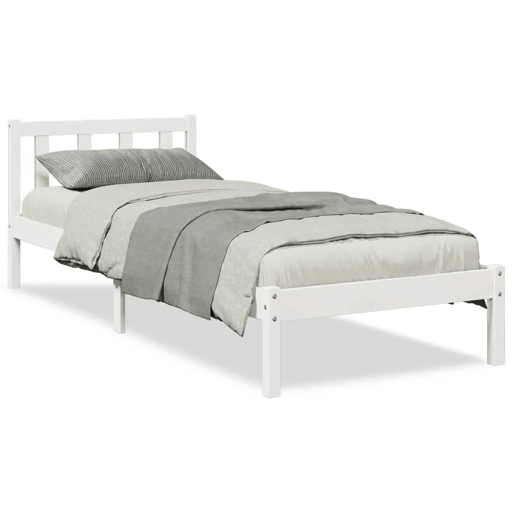 vidaXL Extra Long Bed Frame without Mattress White 90x210 cm Solid Wood Pine