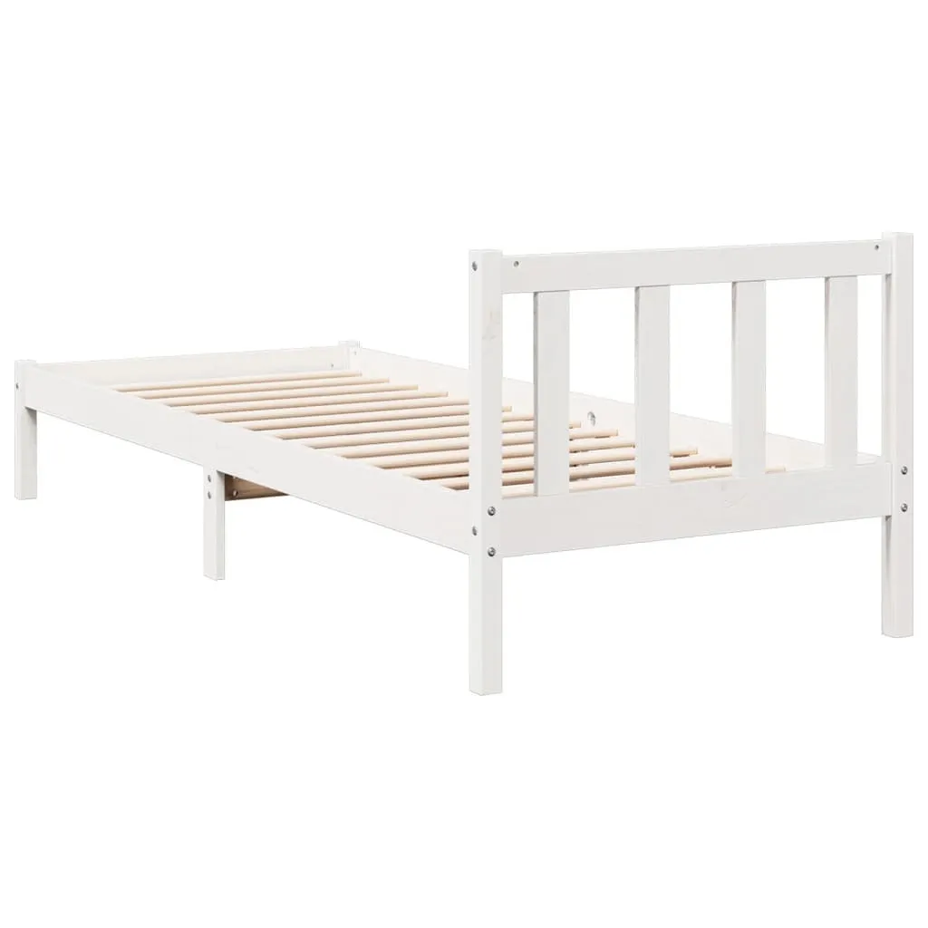 vidaXL Extra Long Bed Frame without Mattress White 90x210 cm Solid Wood Pine