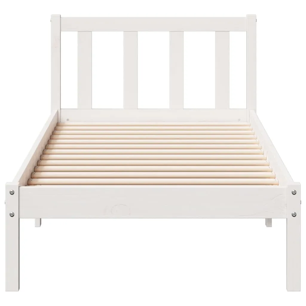 vidaXL Extra Long Bed Frame without Mattress White 90x210 cm Solid Wood Pine