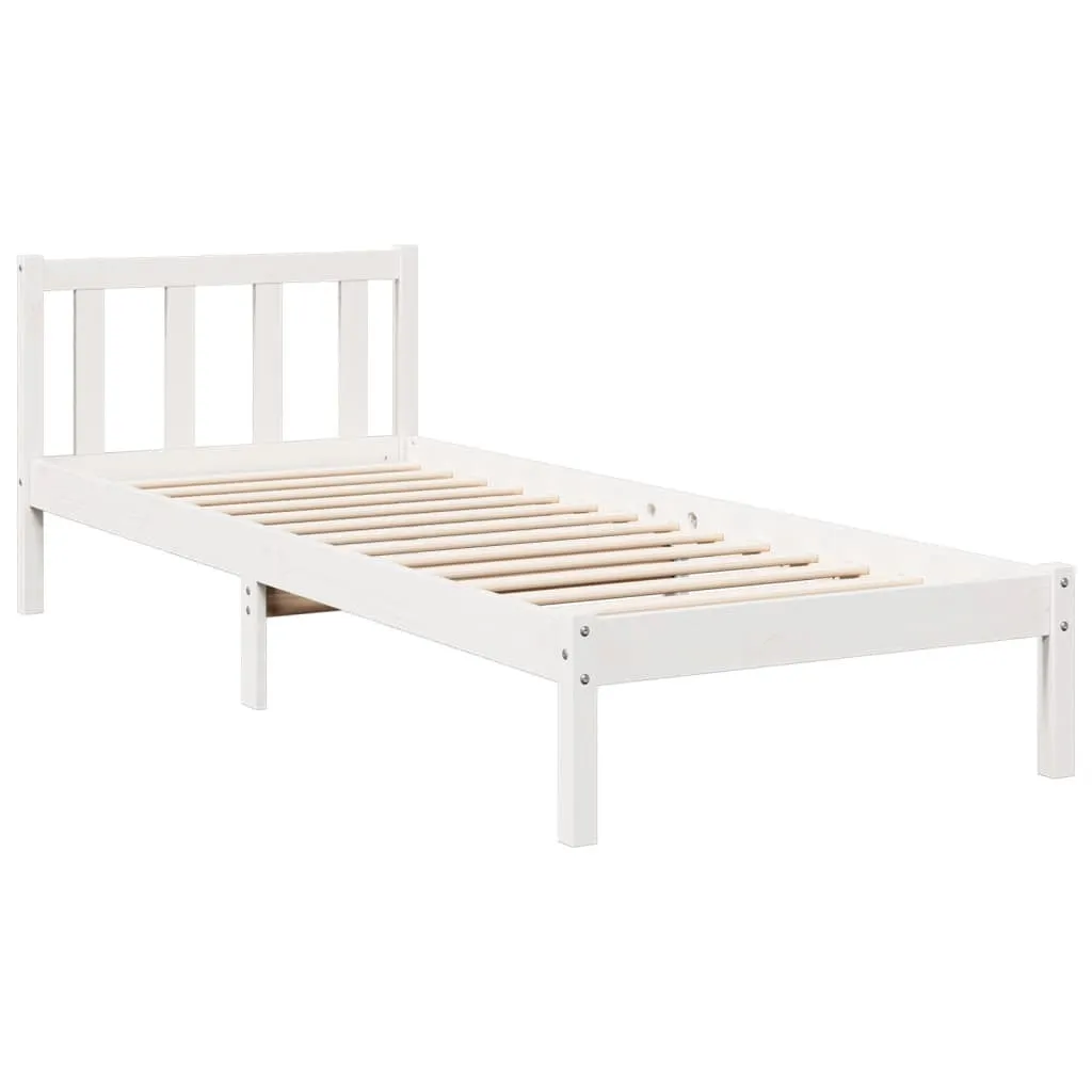 vidaXL Extra Long Bed Frame without Mattress White 90x210 cm Solid Wood Pine