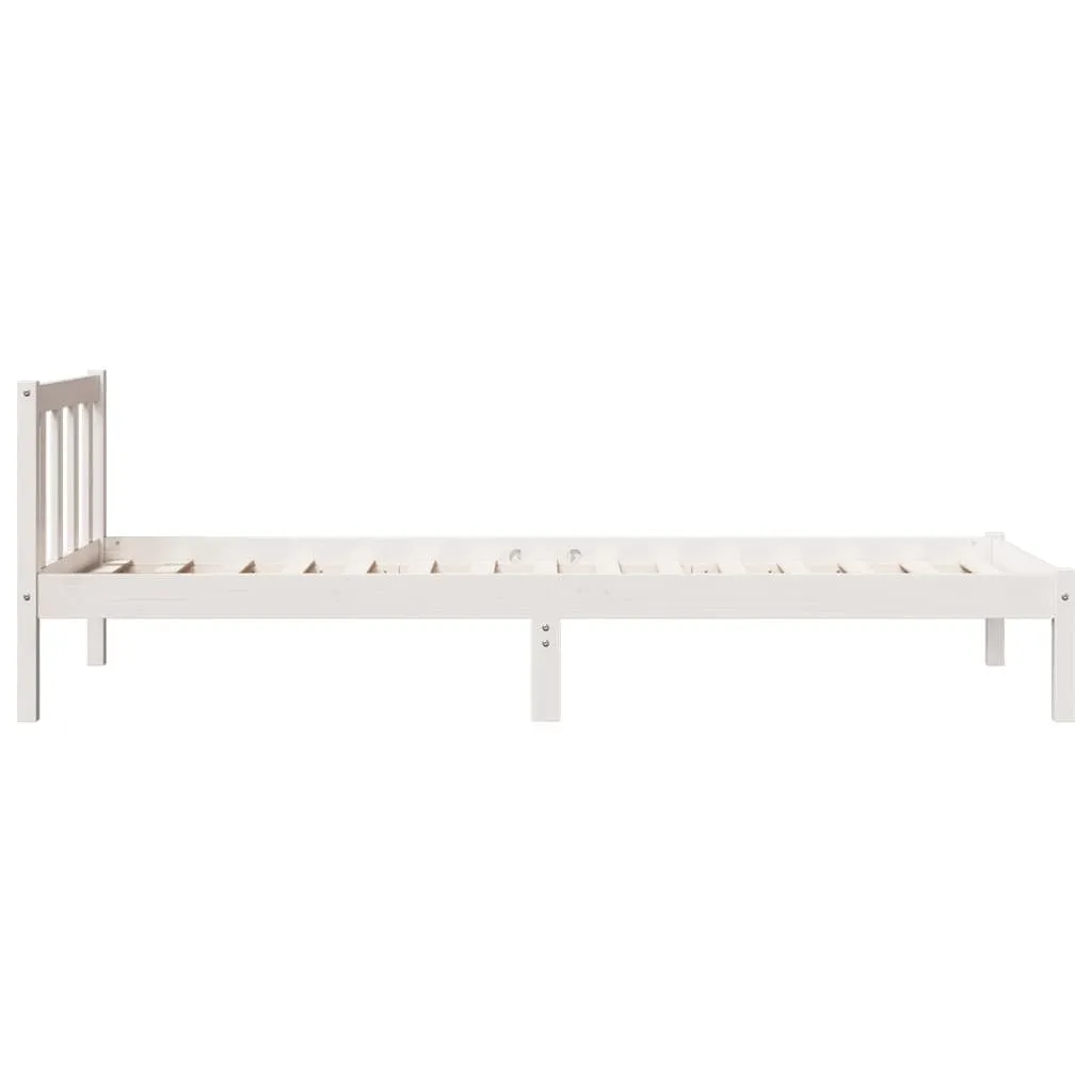 vidaXL Extra Long Bed Frame without Mattress White 90x210 cm Solid Wood Pine