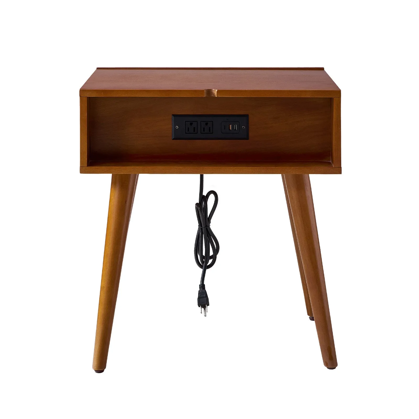 Vivian Mid-century Modern Nightstand with Charging Station