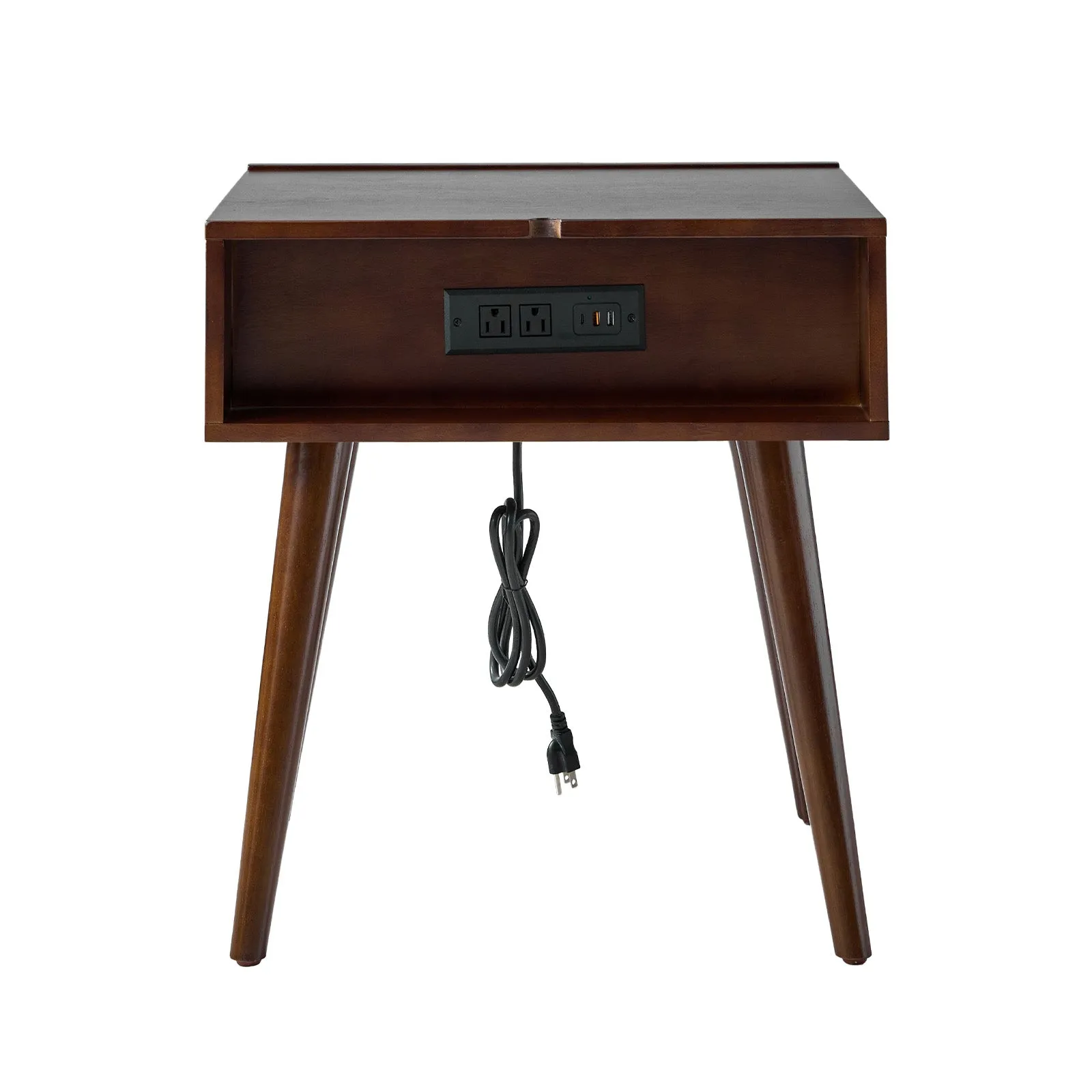 Vivian Mid-century Modern Nightstand with Charging Station