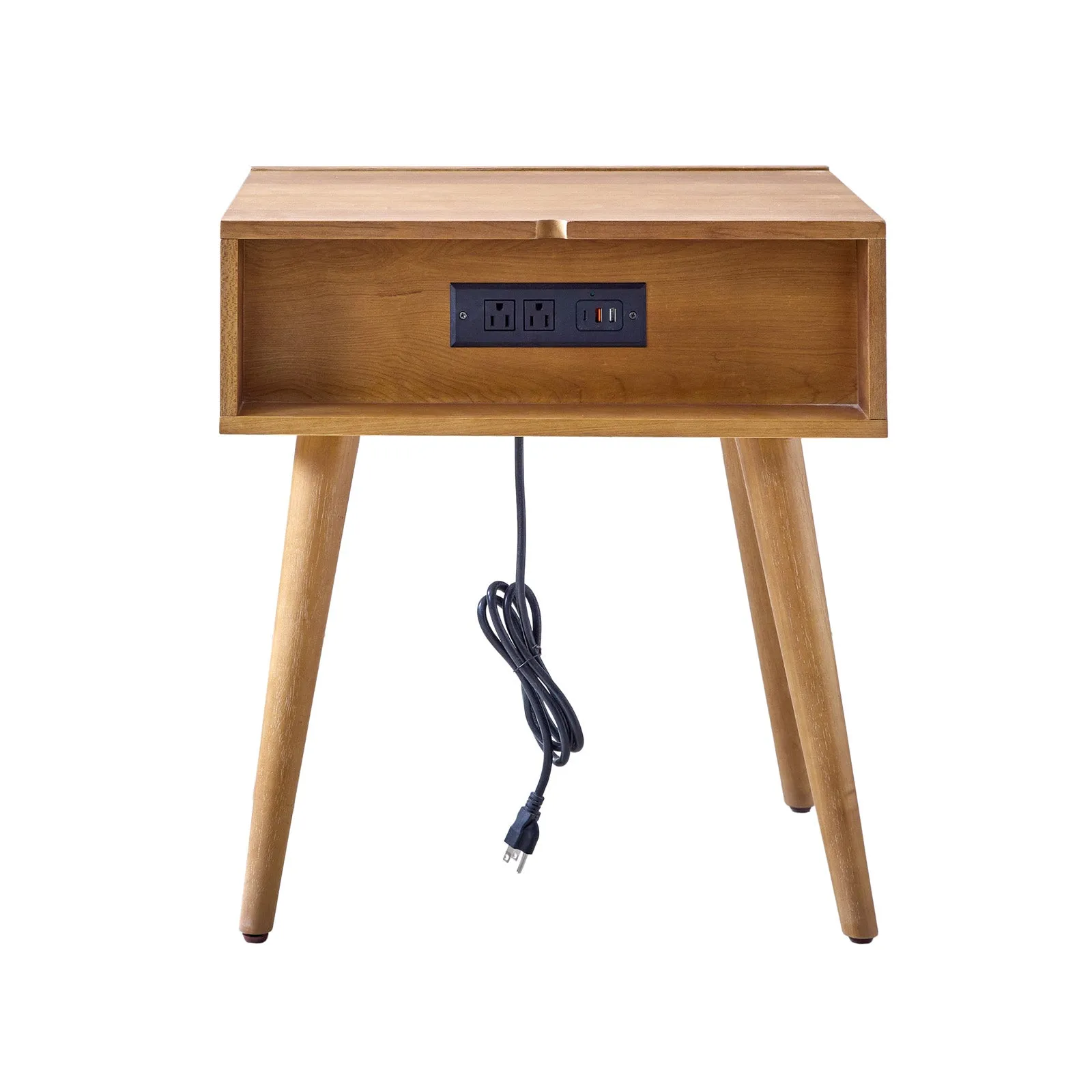 Vivian Mid-century Modern Nightstand with Charging Station