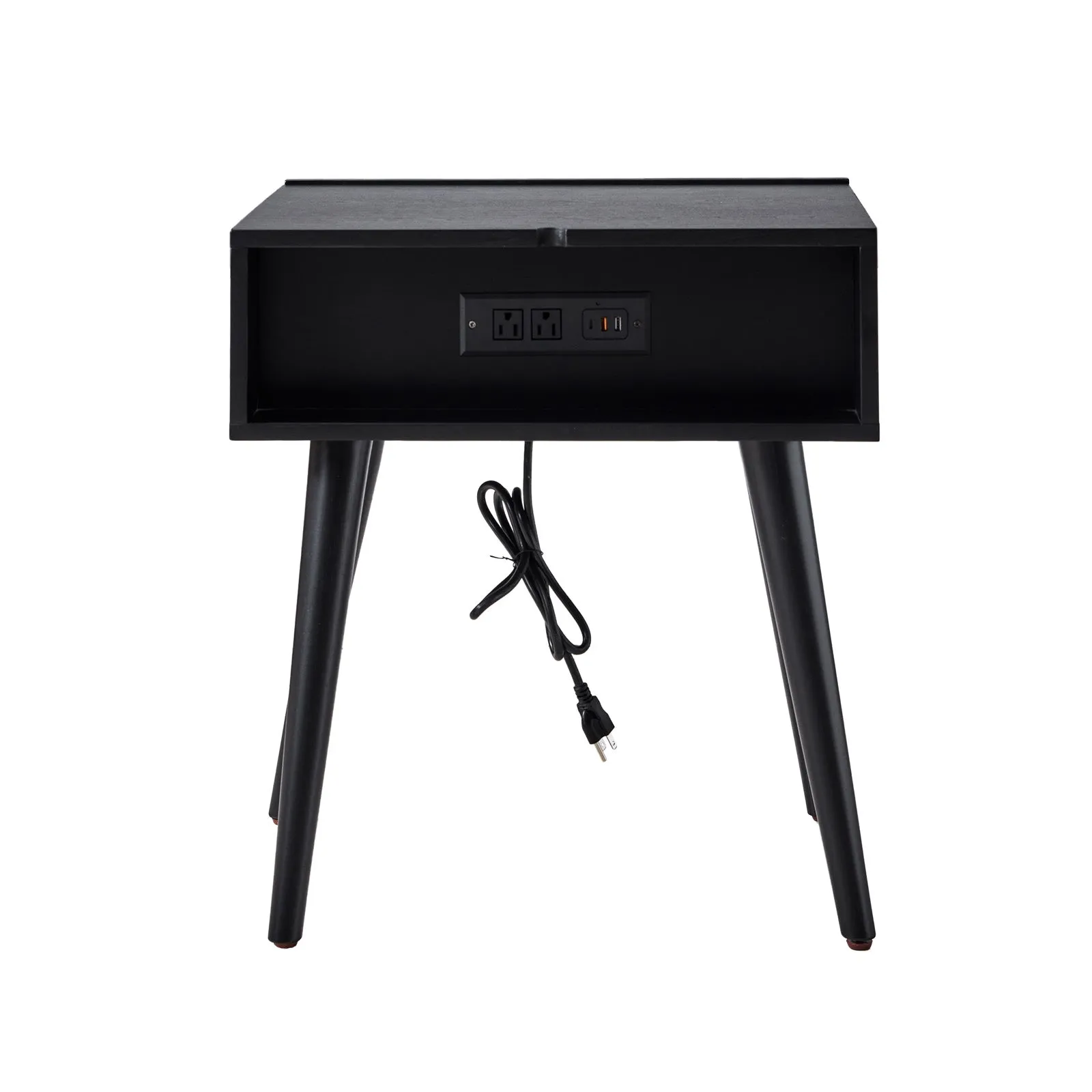 Vivian Mid-century Modern Nightstand with Charging Station