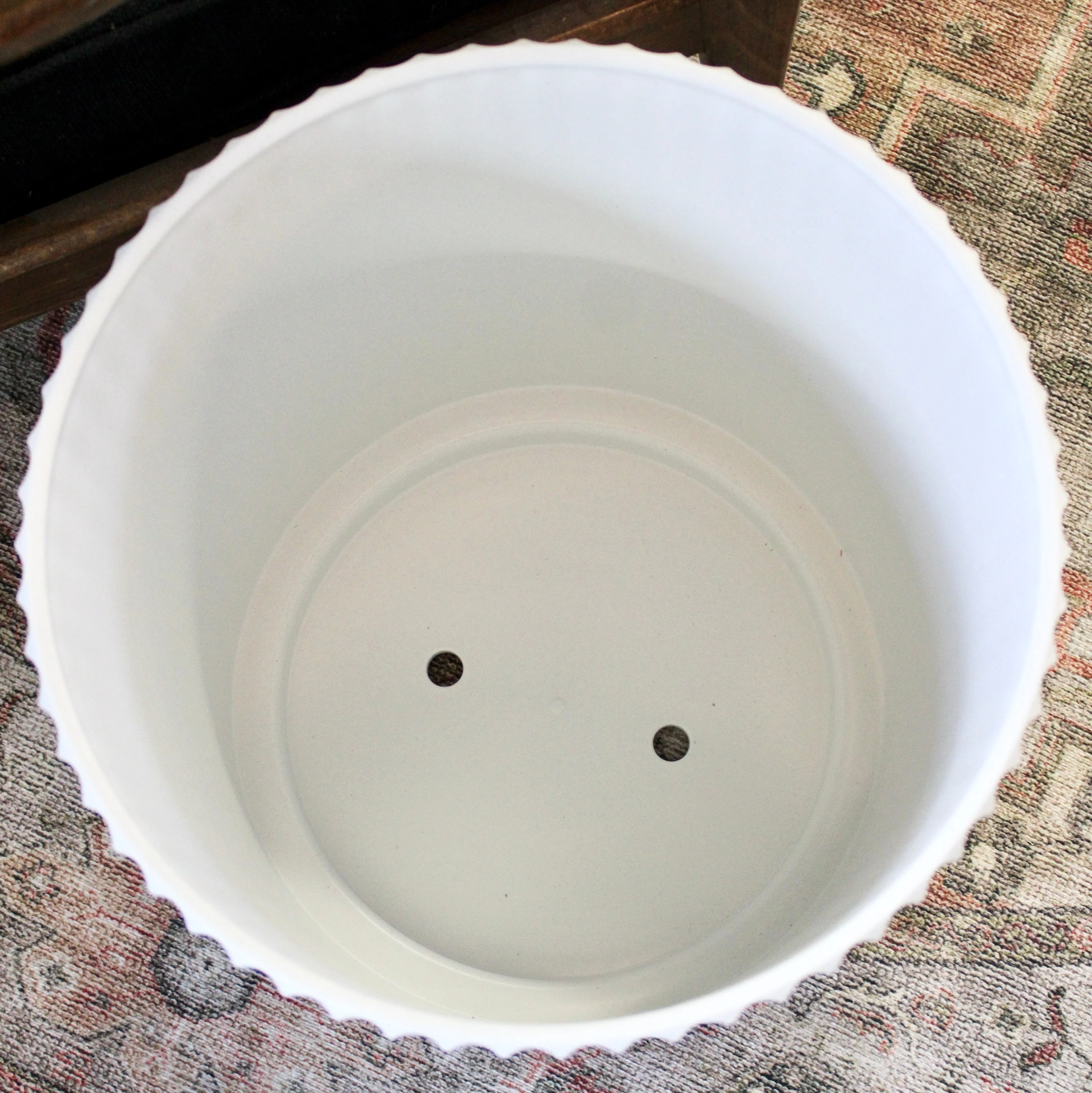 White Fluted Plastic Planter