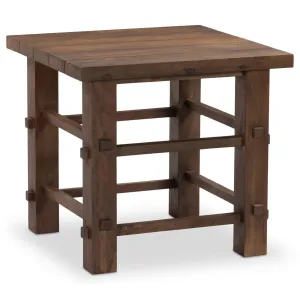 Wide Plank End Table, Warm Brown