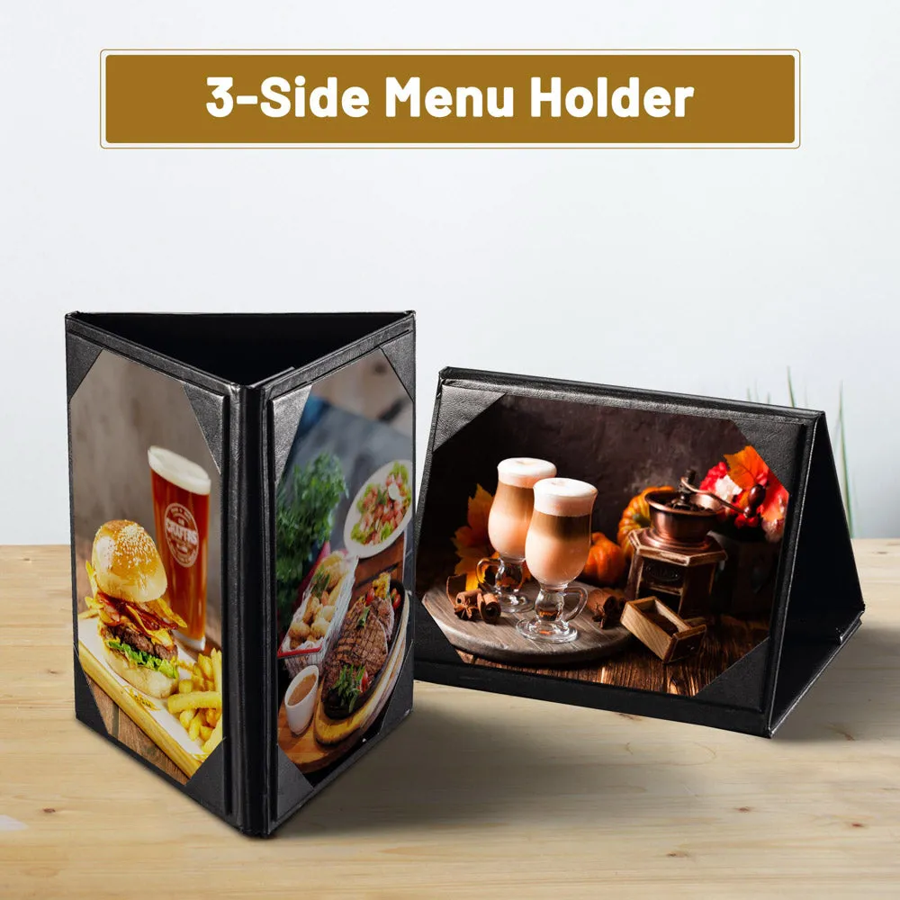 Yescom 10x 3-Sided Table Tent 5x7 Bar Cafe Cards Holder PU Leather