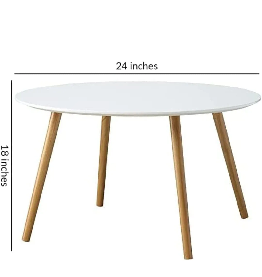 Zunno 4 Leg Round Coffee Table Modern Home Decor Center Table End Table for Living Room, Bedroom & Home Office etc (White)